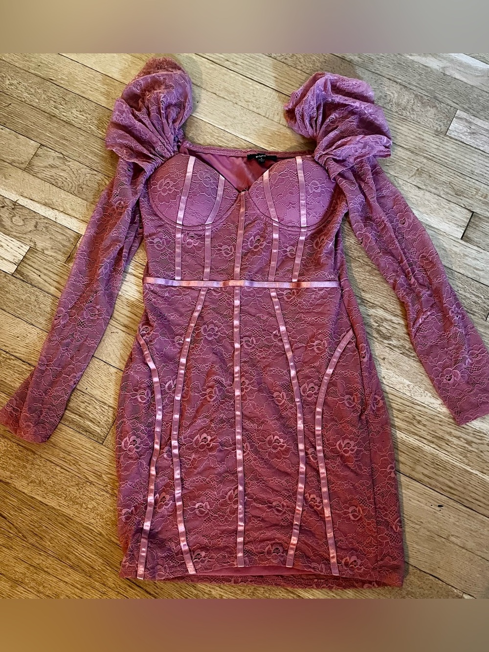 GORG Blush Corset/Lace Dress! Sz Lg